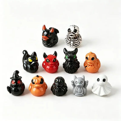 Spooky Ghost & Skull Resin Duck Figurines