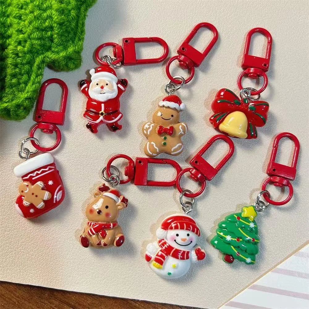 Kawaii Christmas Character Keychains – Cute Santa & Reindeer Backpack Charms