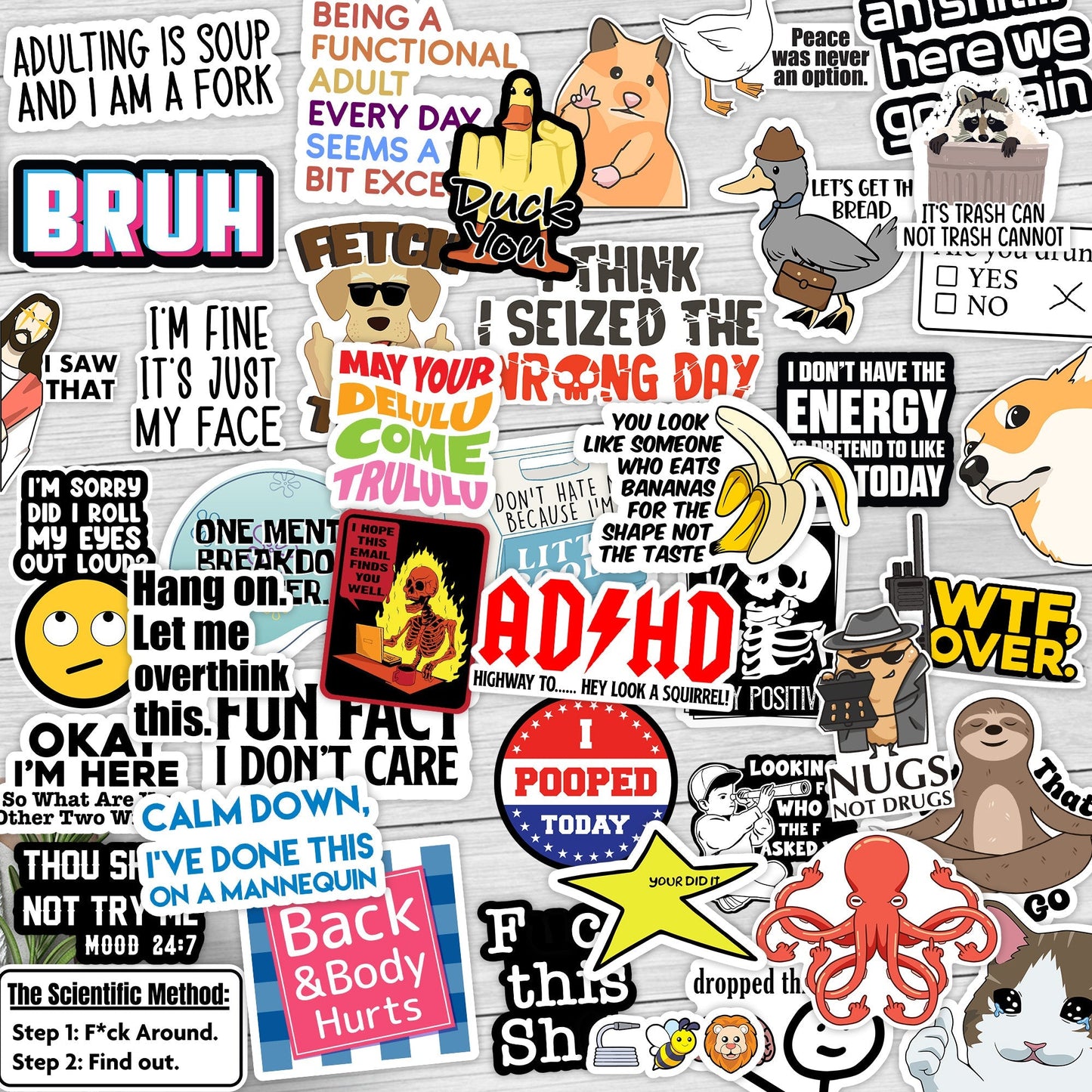 130-Piece Waterproof Funny Saying Sticker Pack