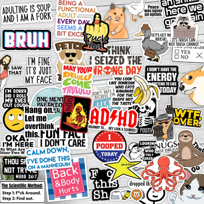 130-Piece Waterproof Funny Saying Sticker Pack