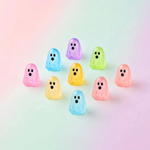 Colorful glow-in-the-dark mini ghost mystery bag figures