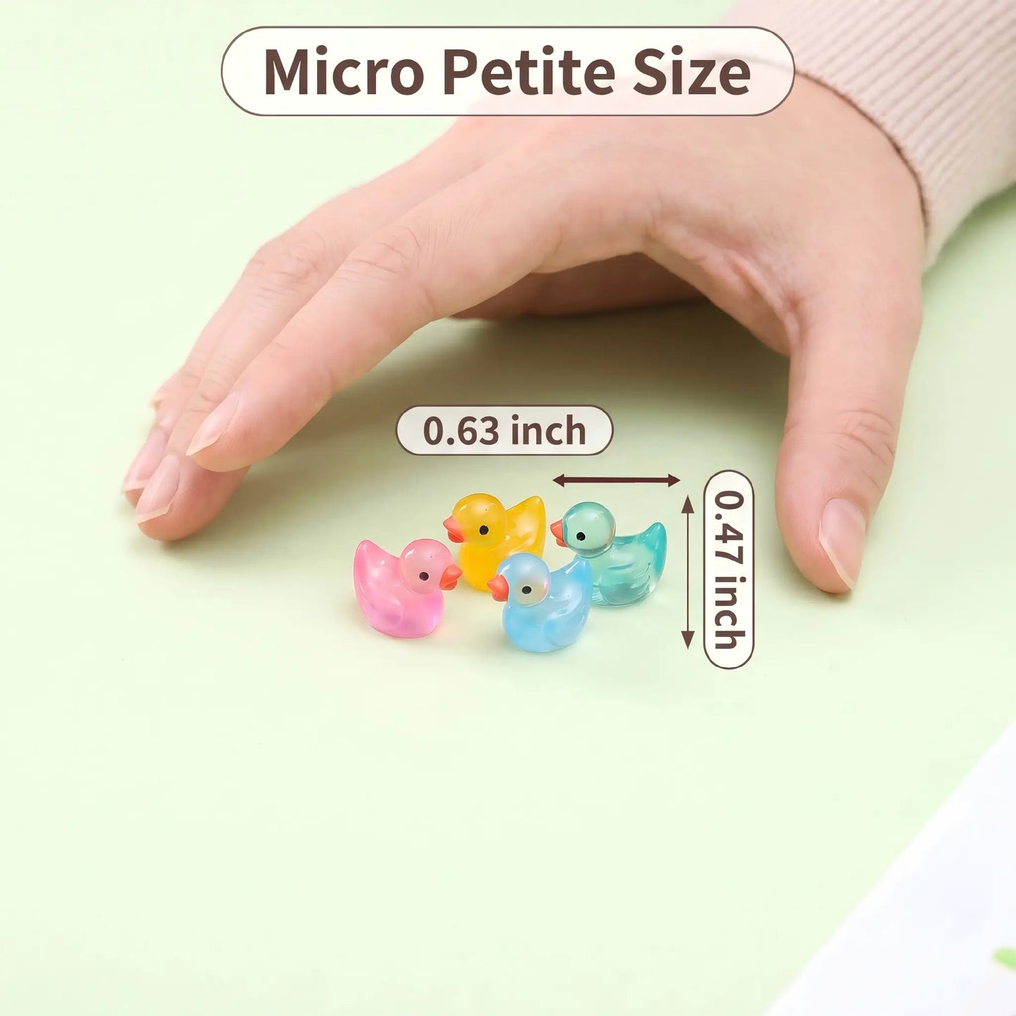 Mini jelly duck dimensions shown in hand