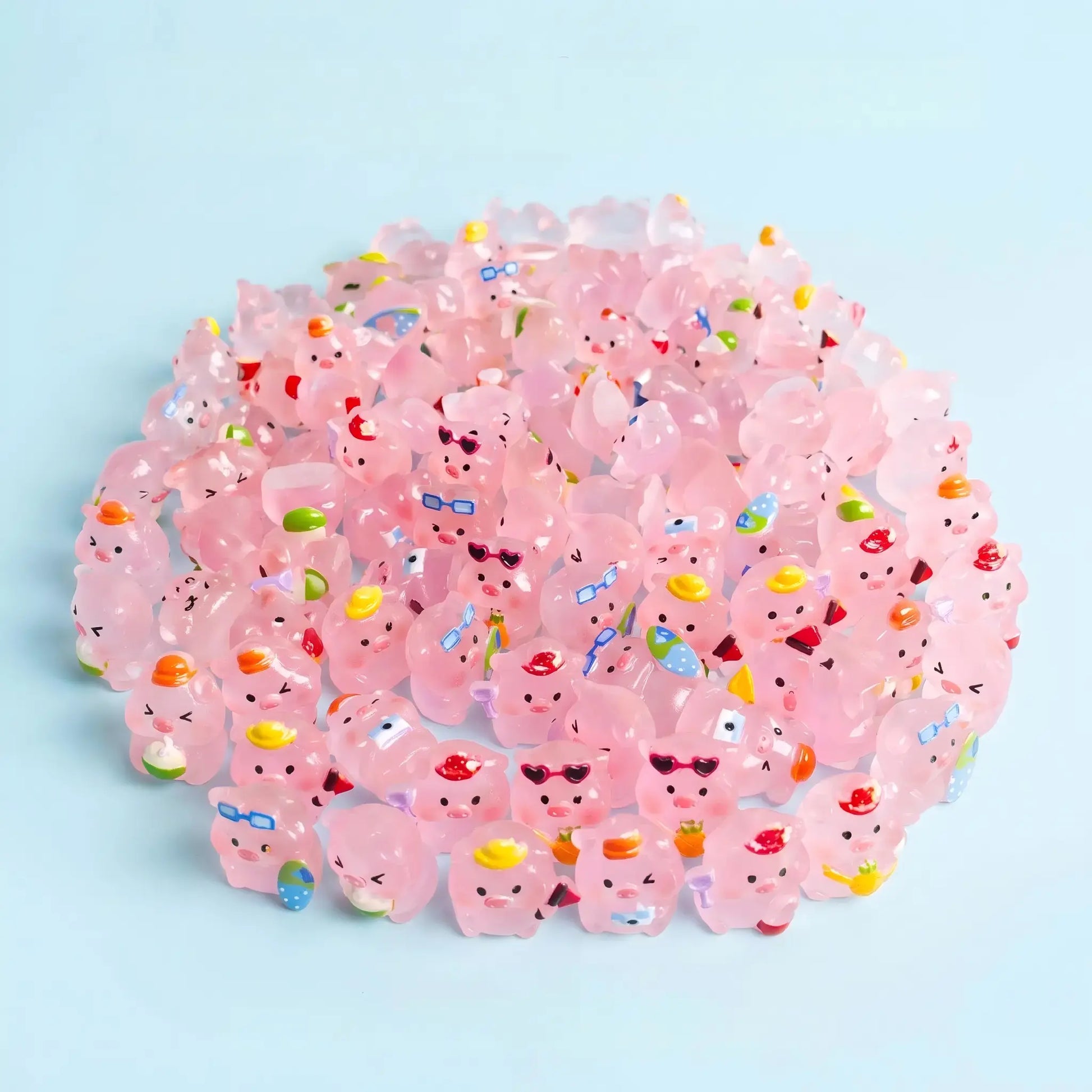 Assorted translucent pink pig mystery bag miniatures