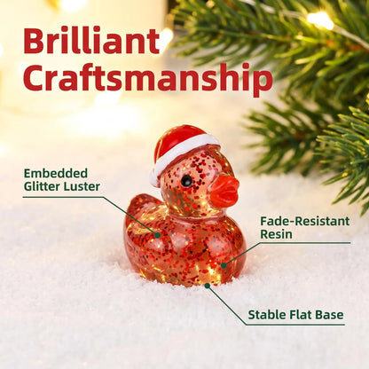 Close-up of glitter embedded in a Christmas duck figure