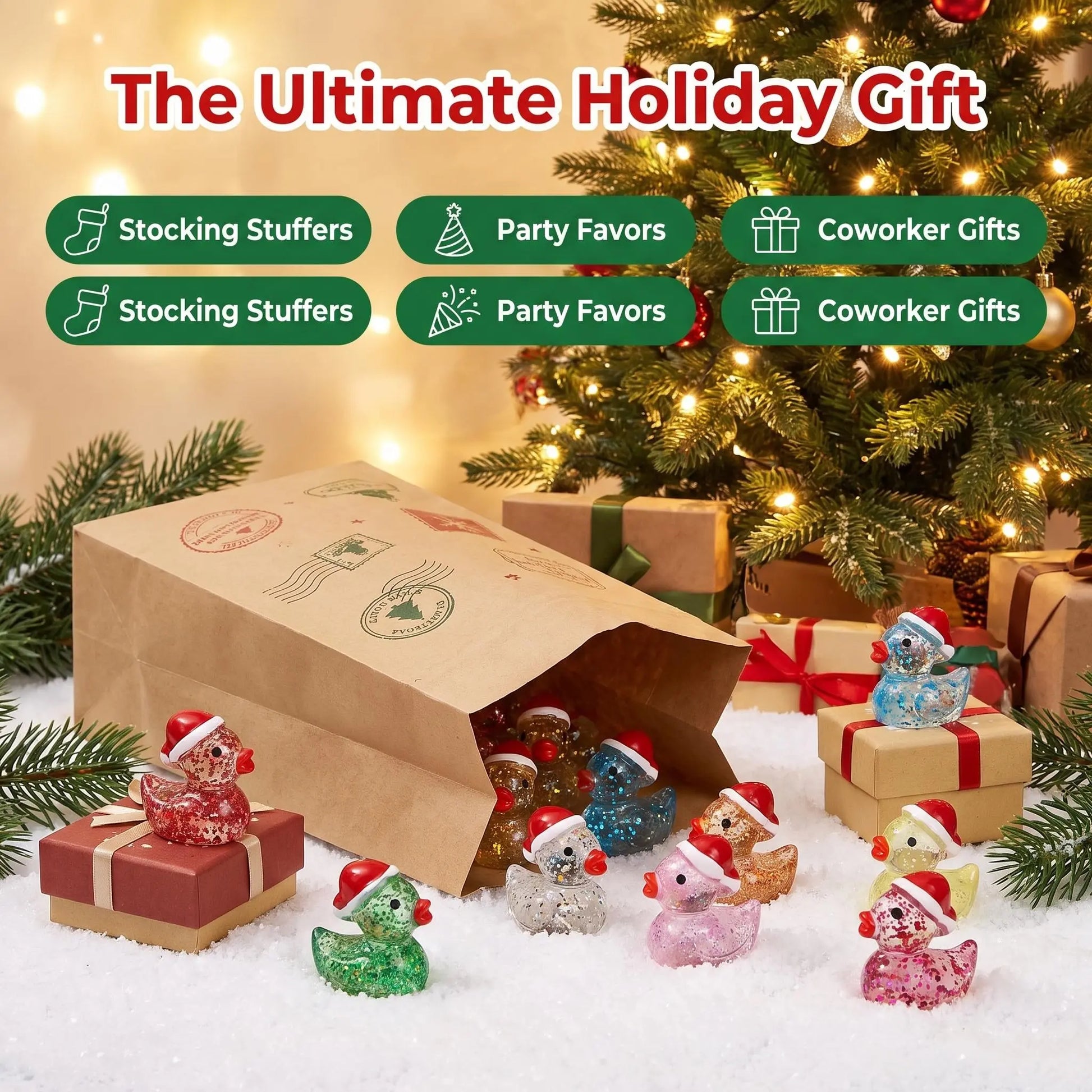 Christmas duck miniatures as holiday gifts and favors