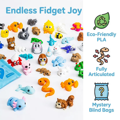 Eco-friendly PLA articulated animal mystery toy features
