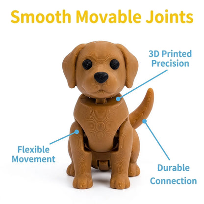 Flexible joints on a 3D-printed dog figure