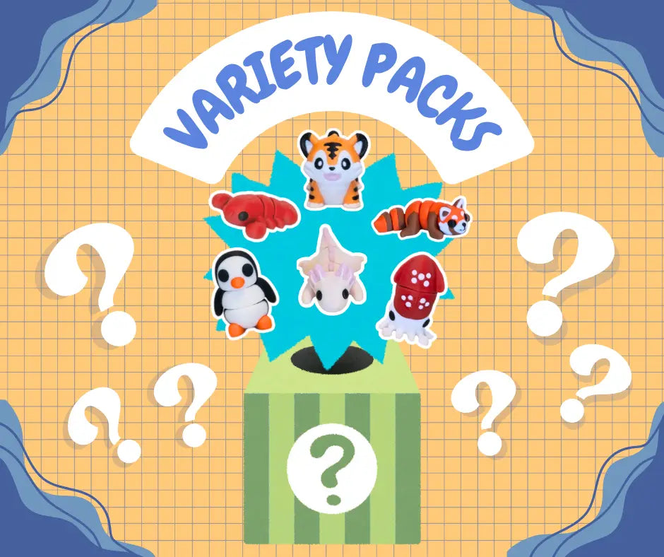 Surprise variety pack of mini articulated animal figurines