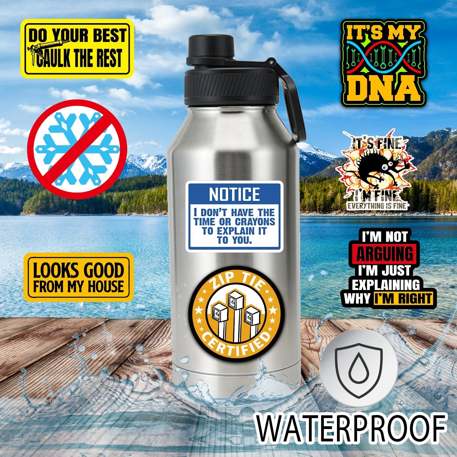 130 PCS Blue Collar Funny Stickers